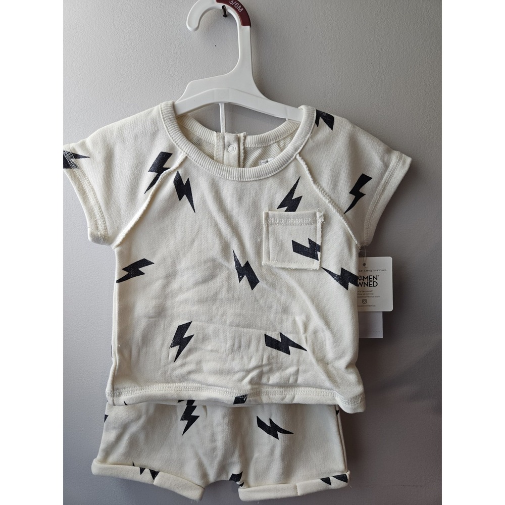 Grayson Threads Thunder‎ Design Beige toddler Short set sz 3-6 months